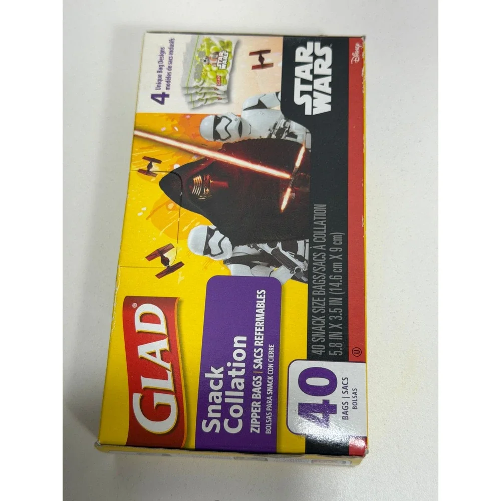 Glad Star Wars Snack Bags 40ct +5 Small‎ Food Storage Containers Set Kylo Ren